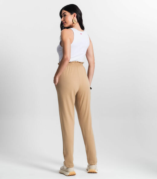 Calça Feminina Reta Moletinho Com Bolso Select Marrom