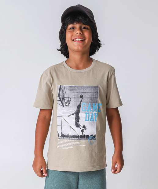 Image_Camiseta Juvenil Estampa Basquete Marisa Tam 10 a 16 Cinza