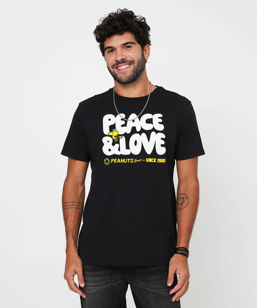Image_Camiseta Masculina Manga Curta Snoopy Preto