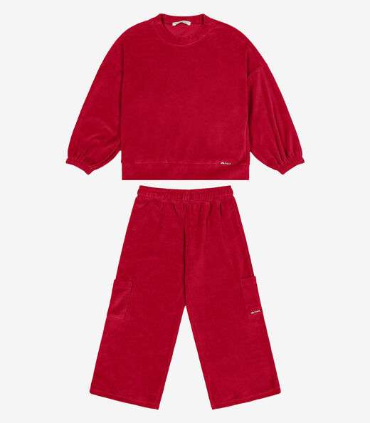 Conjunto Blusão Com Calça Wide Leg Trick Nick Vermelho