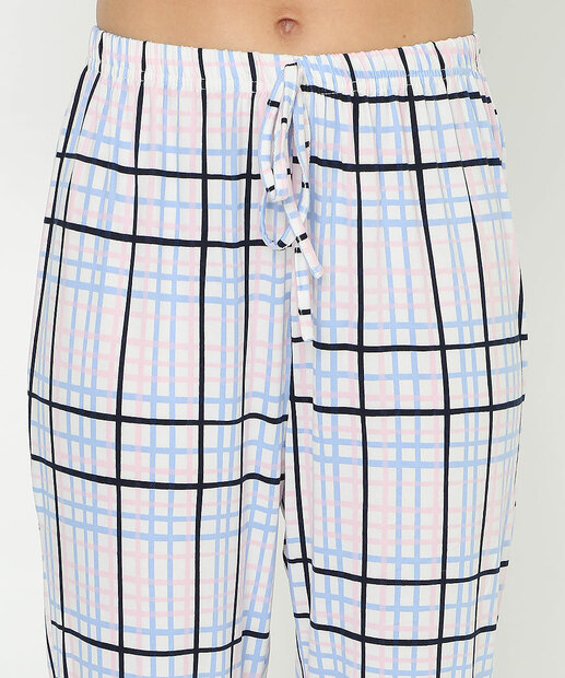 Calça Pijama Feminino Avulso Xadrez Marisa Off White