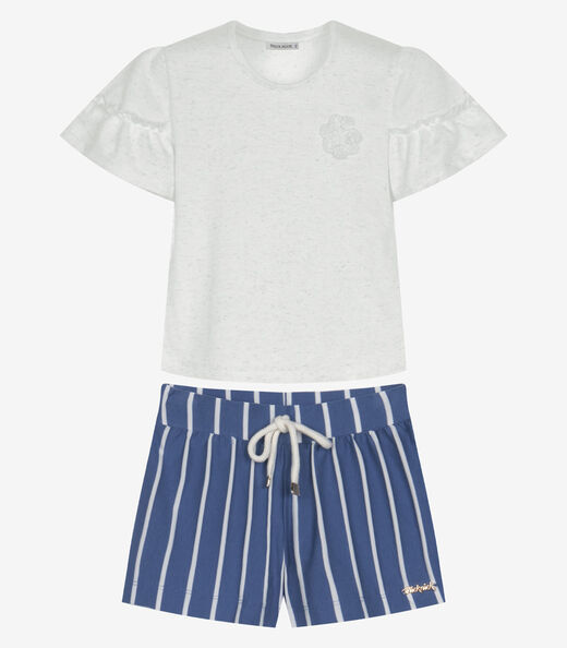 Conjunto Infantil Blusa Com Shorts Trick Nick Bege
