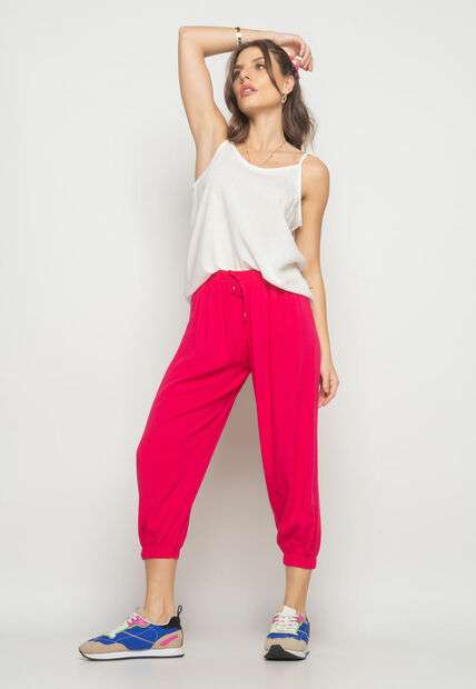 Calça Jogger Viscolinho Rosa Salvatore Fashion