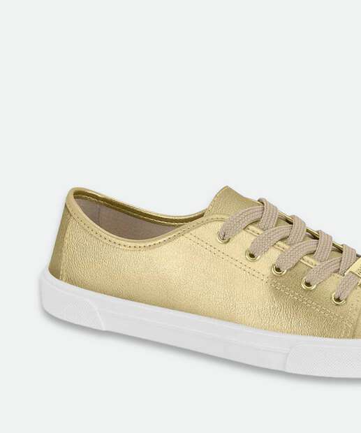 Tênis Casual Feminino Metalizado Moleca Dourado