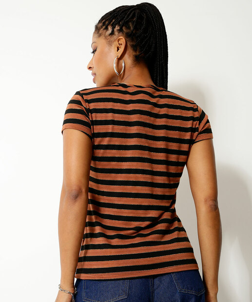 Blusa Feminina Listrada Manga Curta 