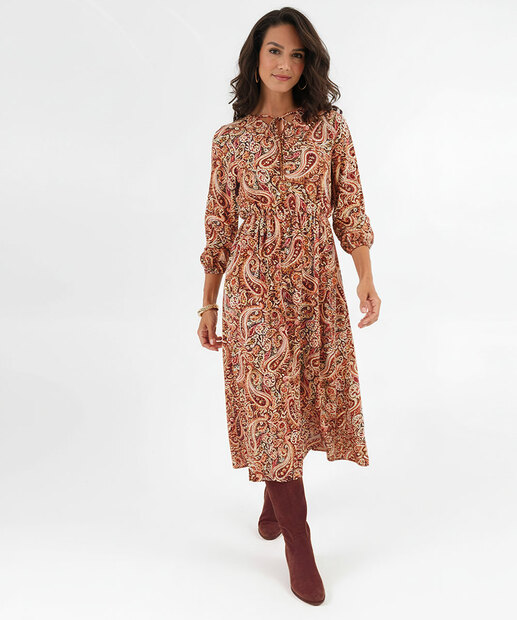 Image_Vestido Midi Feminino Brilho Lurex Paisley Marisa Marrom