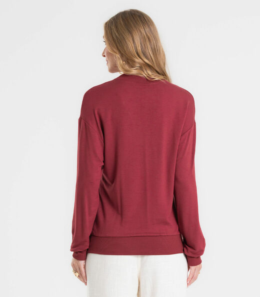 Blusão Feminino Em Molecotton Estampado Rovitex Vermelho