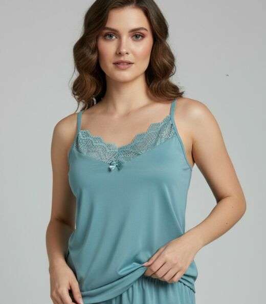 Pijama Curto Baby Doll Feminino Poliamida Damana Verde