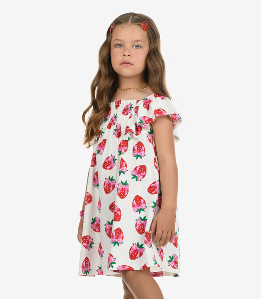 Vestido em Meia Malha Menina Rovi Kids Bege