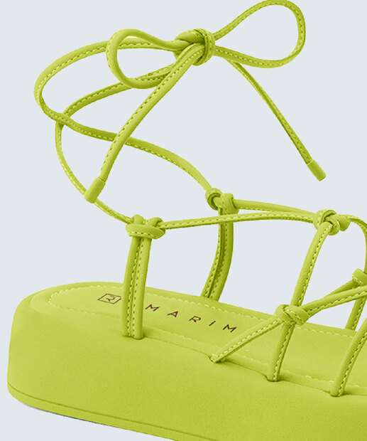 Sandália Flatform Feminina Tiras Amarração Ramarim 