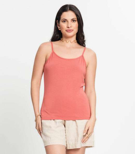 Blusa Feminina de Alças Básica Rovitex Laranja