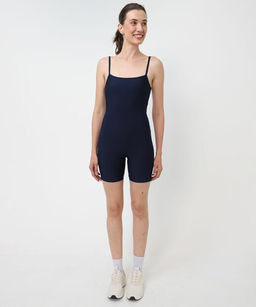 Macaquinho Feminino Fitness Alças Finas Marisa Azul