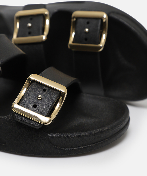 Rasteirinha Birken Feminina Fivela Via Uno Preto