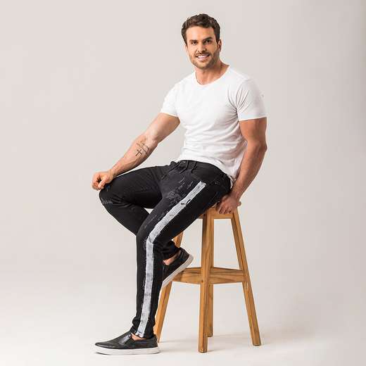 Calça Sarja Skinny Masculina Rasgada Zune