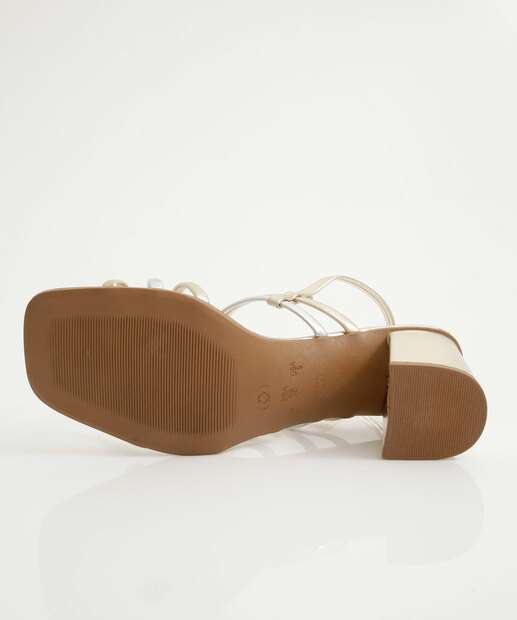 Sandália Salto Grosso Feminina Metalizada