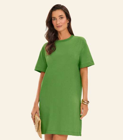 Vestido Básico T-Shirt Feminino Rovitex Verde