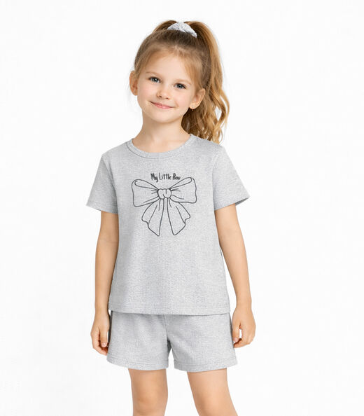 Image_Conjunto Infantil Feminino Blusa E Short Select Cinza