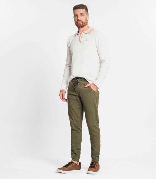 Calça Com Bolso Masculina Em Sarja Diametro Verde