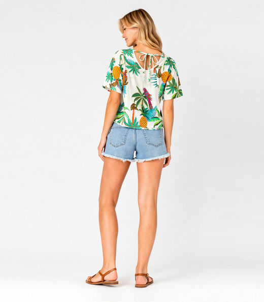 Blusa Feminina em Ribana Canelada Infinita Cor Bege