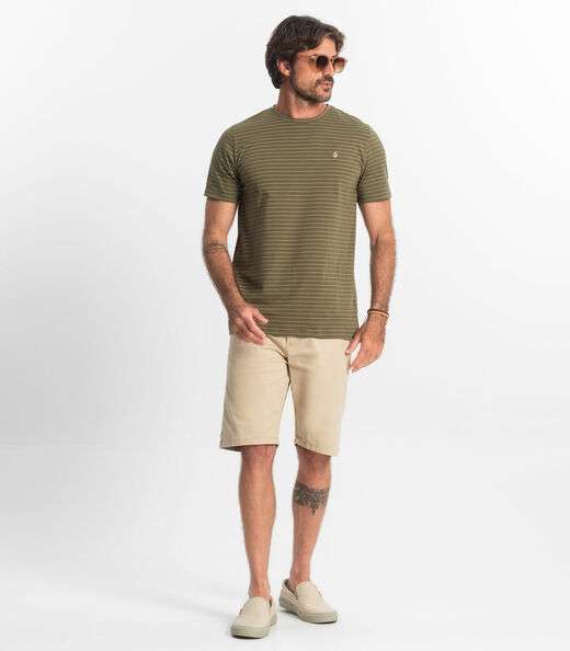 Camiseta Masculina Cotton Listrado Diametro Verde