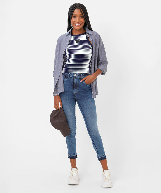 Image_Calça Jeans Skinny Feminina Marmorizada Marisa Azul