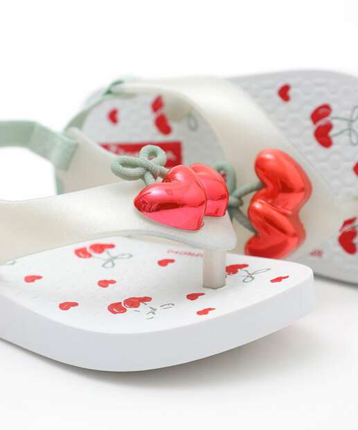 Chinelo Ipanema Infantil Bebê Cereja Branco
