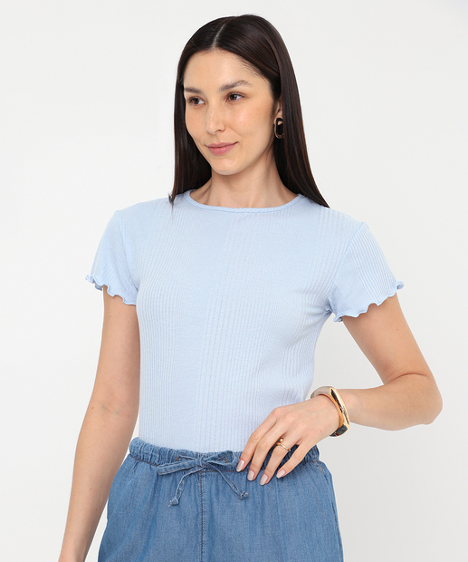 Image_Blusa Feminina Canelada Frufru Marisa Azul