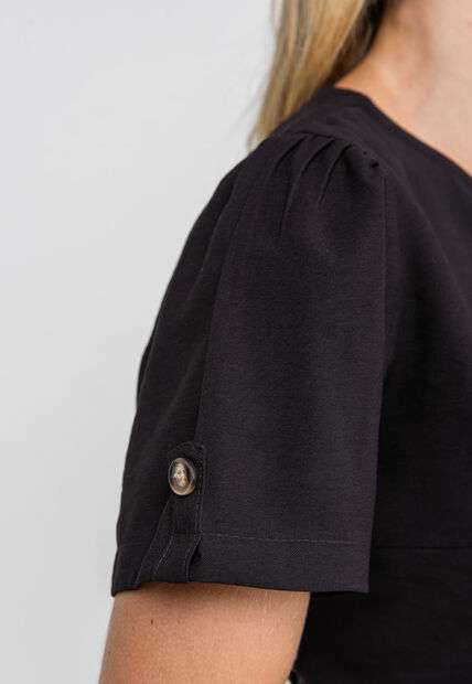 Cropped Alfaiataria Bufante Preto Salvatore