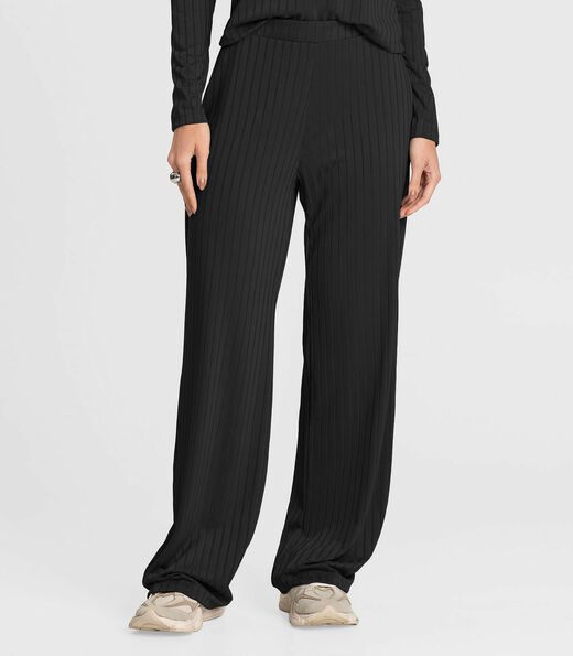 Conjunto Feminino Blusa E Calça Em Ribana Dianna Preto
