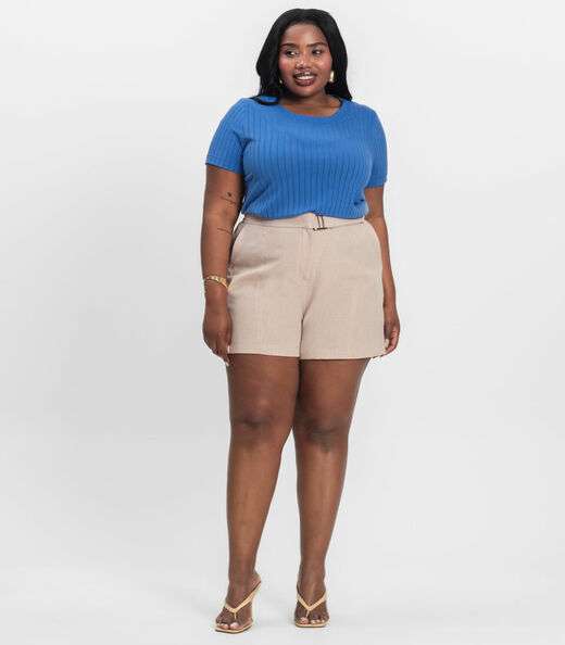 Blusa Malha Delicate Plus Infinita Cor Azul