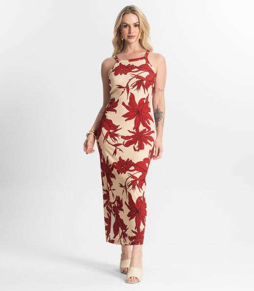 Image_Vestido Midi Canelado Select Vermelho