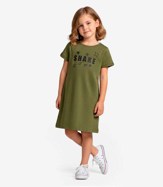 Vestido Feminino Infantil em Molecotton Select Verde