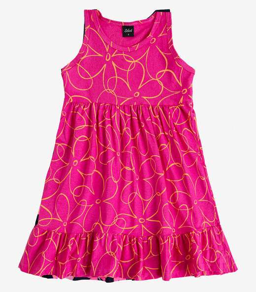 Vestido Infantil em Meia Malha Penteada Select Rosa