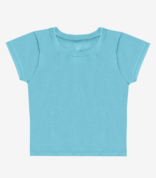 Blusa Básica Infantil Manga Curta Lisa Soletex Azul