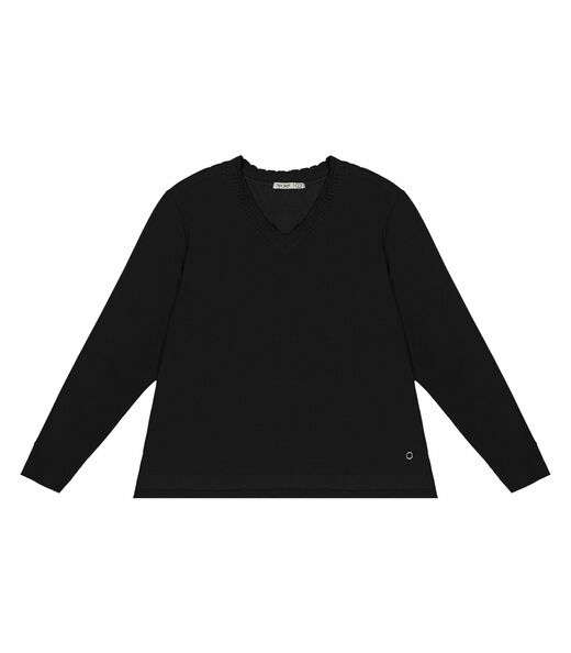 Blusa Plus Size Manga Longa Feminina Secret Glam Preto