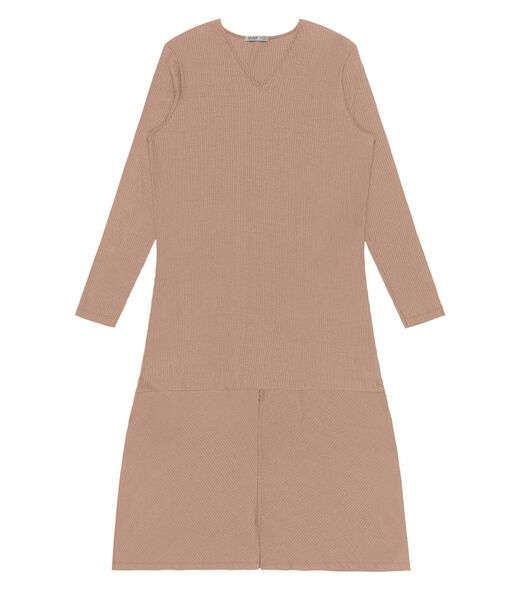 Vestido Midi Plus Size Manga Longa Secret Glam Marrom