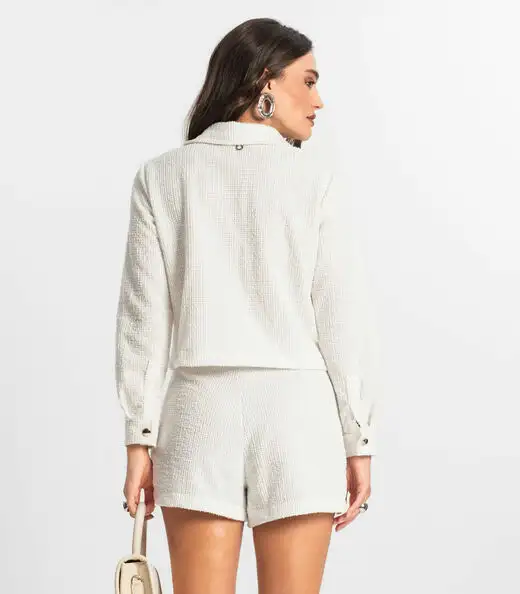 Casaco Feminino De Tweed Shine Endless Branco