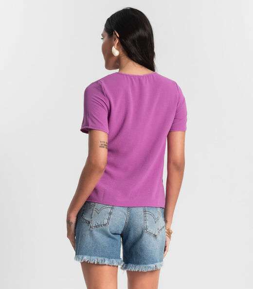 Blusa Manga Curta em Air Flow Rovitex Roxo