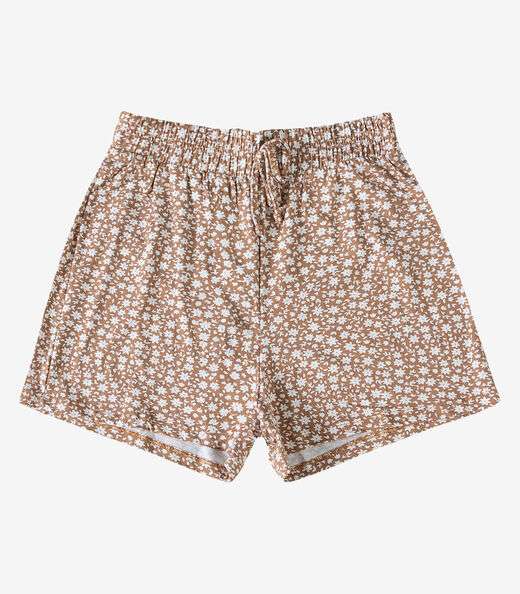 Short Feminino Com Cós E Laço Infinita Cor Marrom