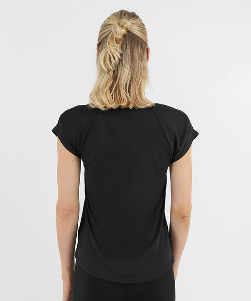 Blusa Feminina Fitness Básica Manga Curta Marisa Preto