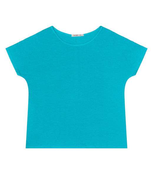 Blusa Manga Curta Feminina Plus Size Secret Glam Azul