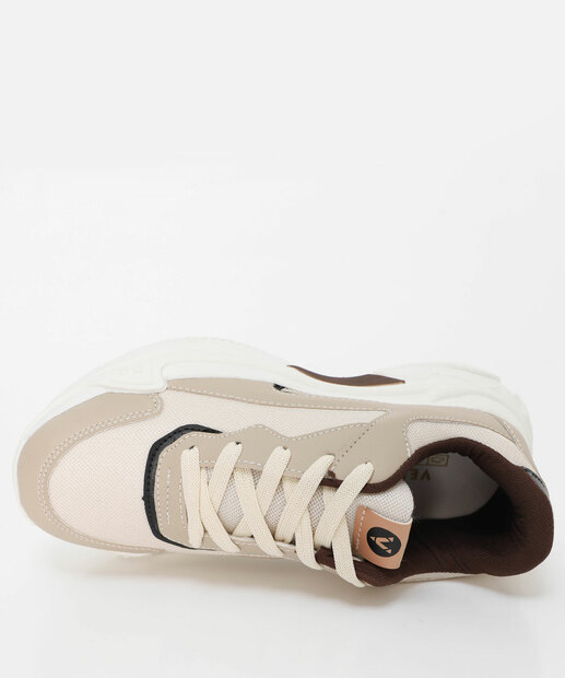 Tênis Feminino Casual Recorte Off White