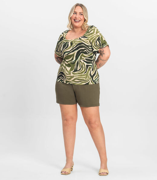Blusa Manga Curta Plus Size Secret Glam Verde