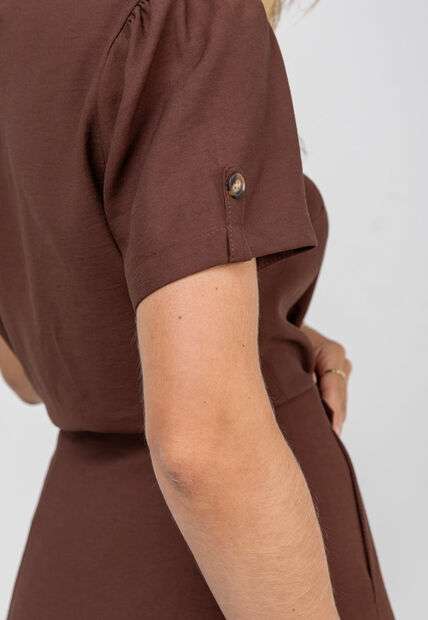 Cropped Alfaiataria Bufante Marrom Salvatore