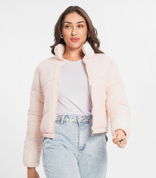 Jaqueta Feminina Puffer Bomber Select Rosa