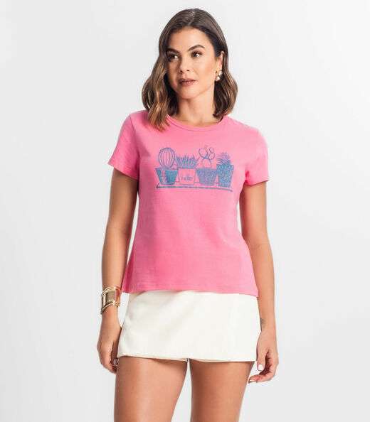 Blusa T-Shirt Feminina Estampada Select Rosa