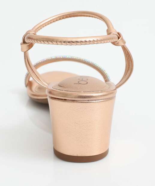 Sandália Feminina Salto Grosso Metalizada Beira Rio Rosê