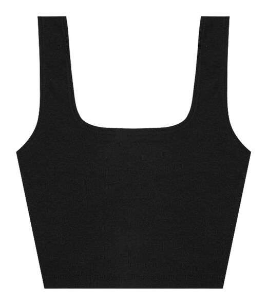 Top Cropped Ribana Básico Rovitex Preto