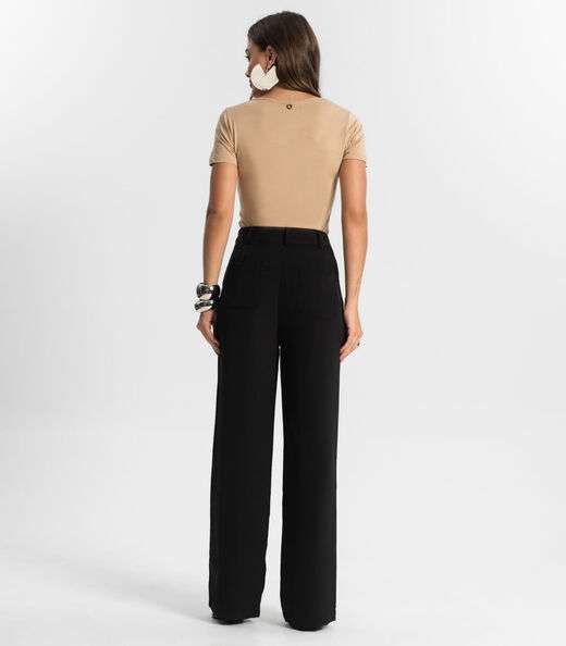Calça Feminina Reta Em Alfaiataria Style Box Preto