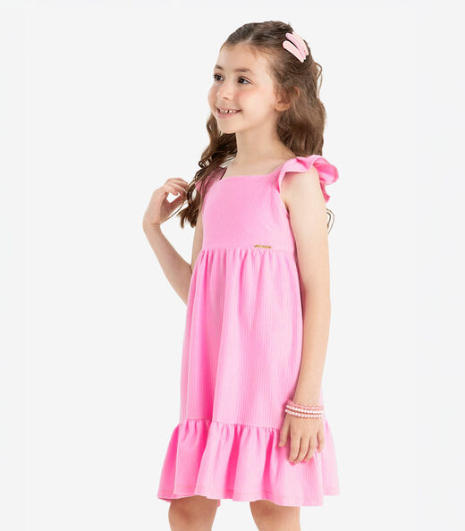 Vestido Verão Menina De Alças Rovi Kids Rosa